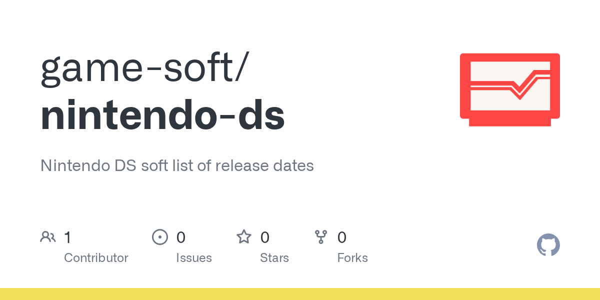 GitHub - game-soft/nintendo-ds: Nintendo DS soft list of release dates
