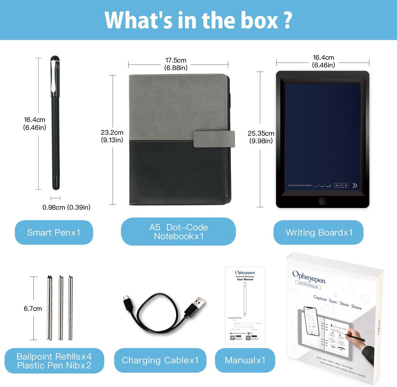 Ophaya Smart Pen + Notebook + Writing Tablet