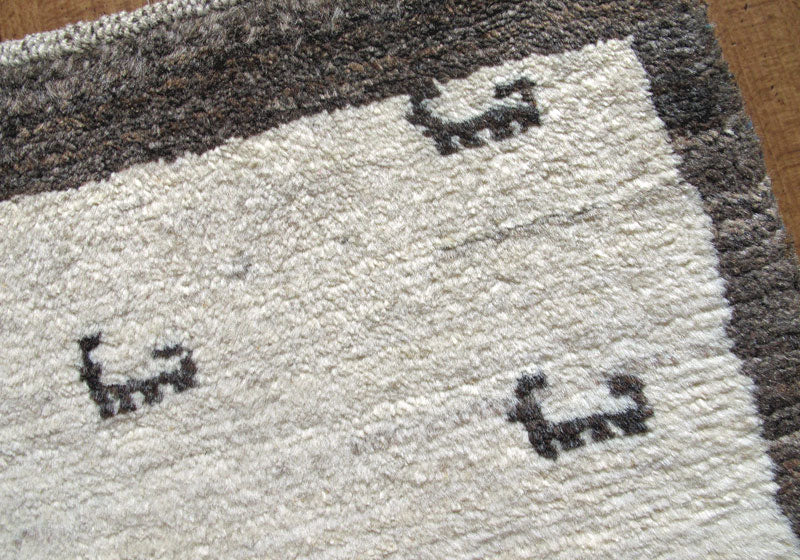 ゾランヴァリ,ギャッベ,82×57cm｜手織りウールミニラグ・アイボリー