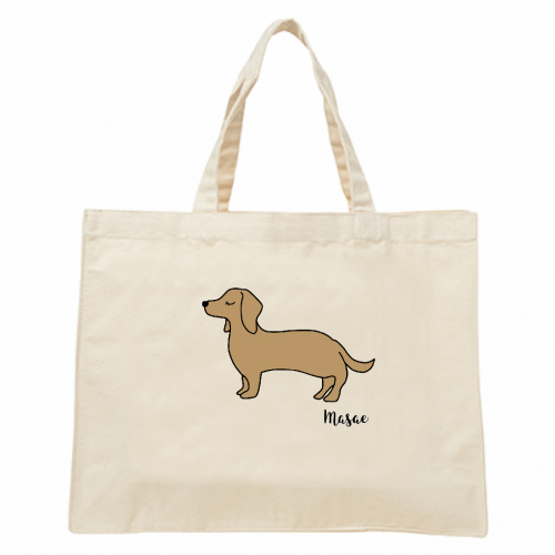 ダックスフンドのイラストがプリントされたオリジナルバッグ