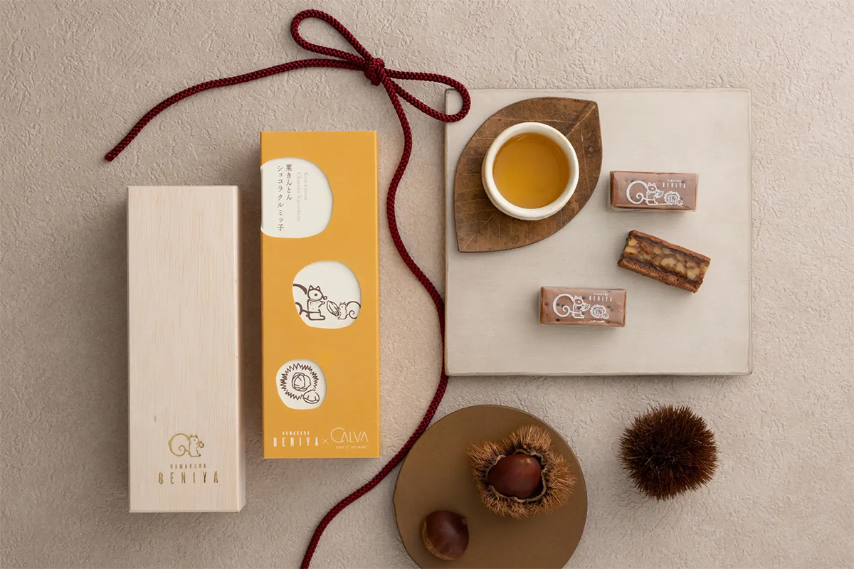 鎌倉紅谷×CALVAのコラボレーション商品「栗きんとんショコラクルミッ子