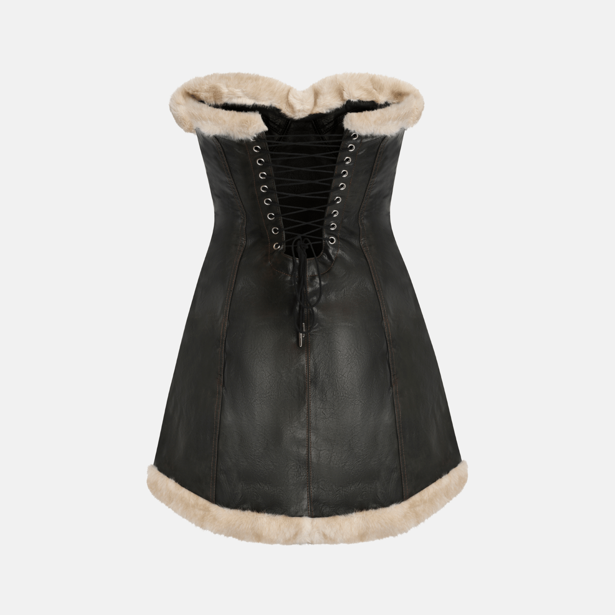 KENDRA Mini Dress | Faux Leather & Fur Trim | OW Collection