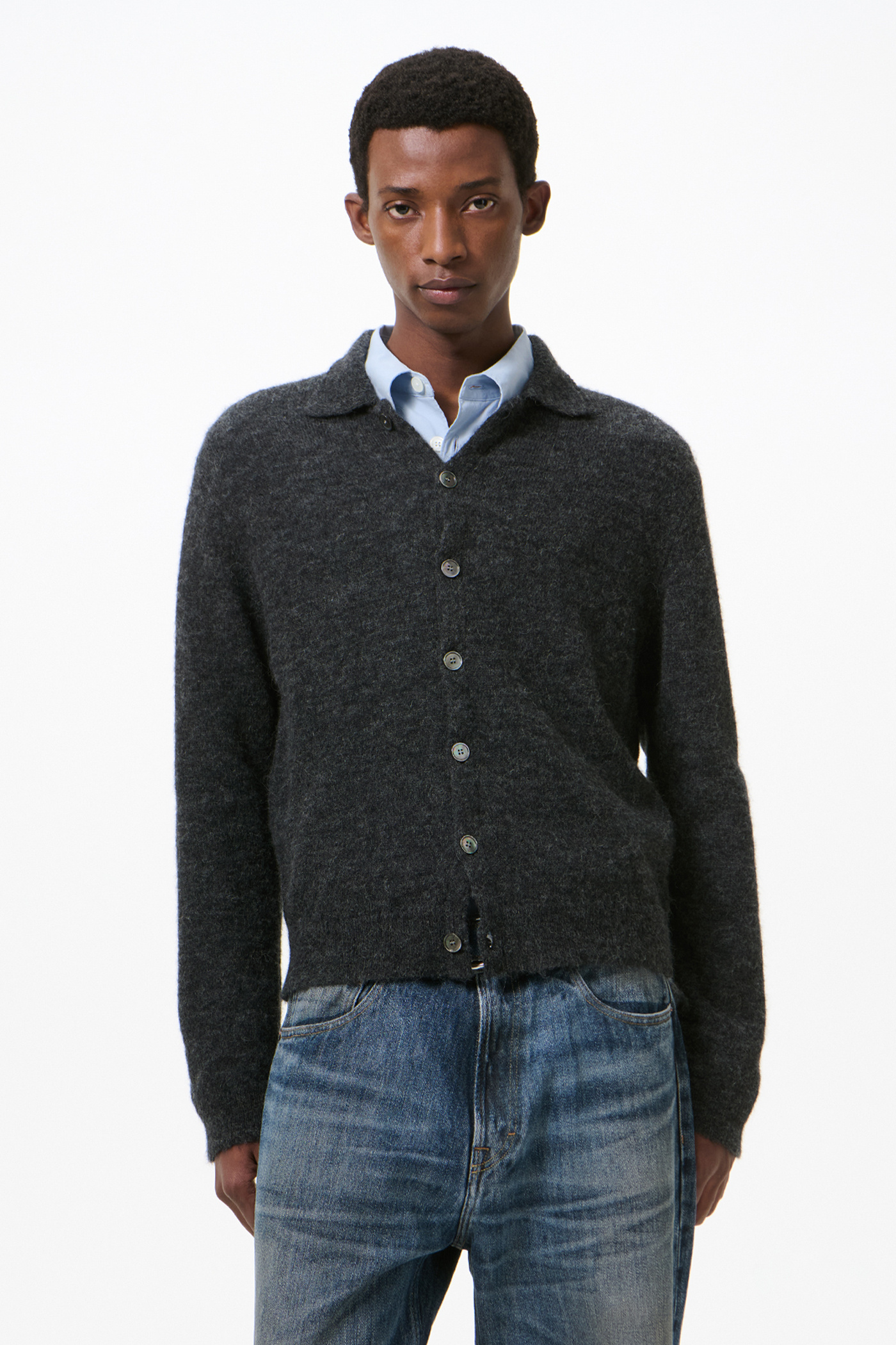 Our Legacy - Evening Polo Charcoal Melange Fuzzy Alpaca
