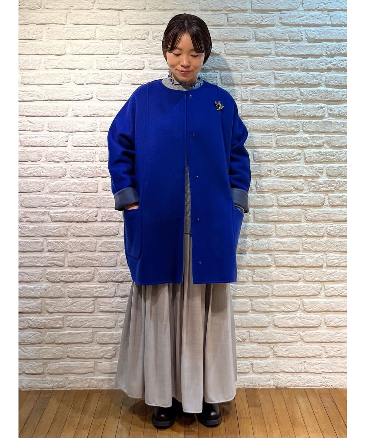 リバーシブル】カシミヤ混ダブルフェイスドルマンスリーブコート