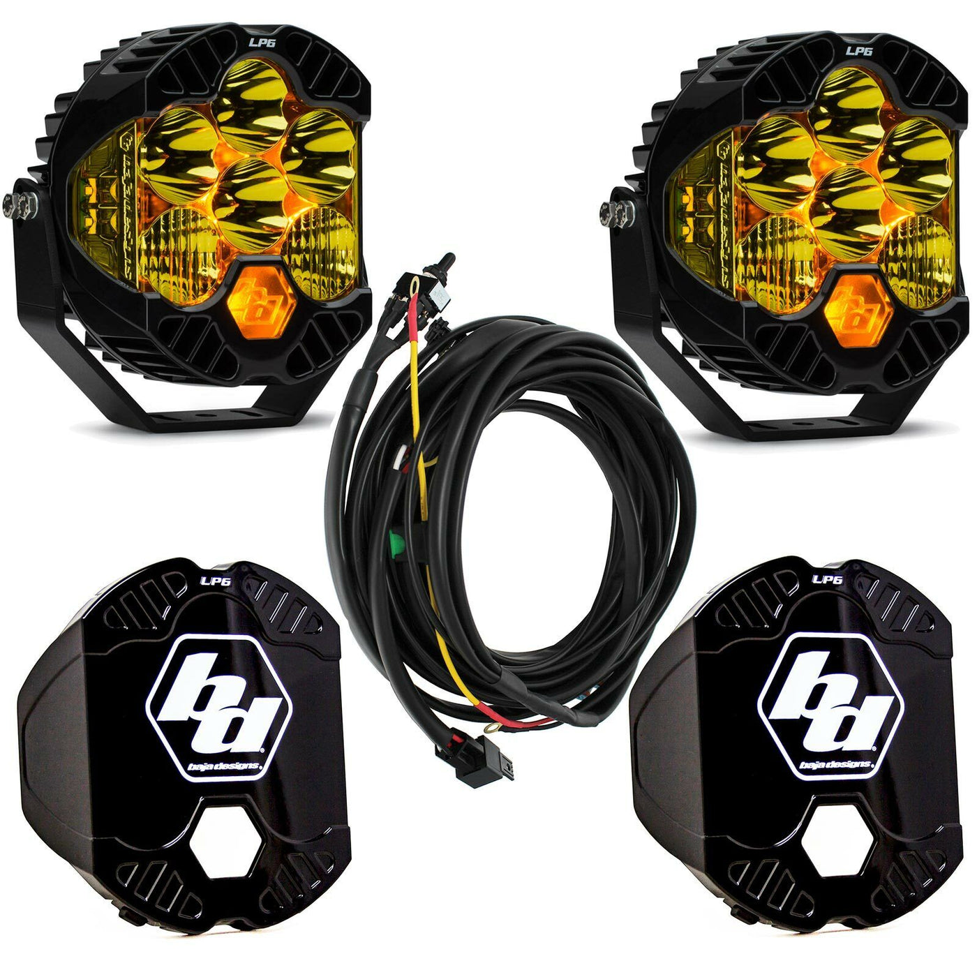 Baja Designs Pair LP6 Pro LED Amber Driving/Combo Light + Harness