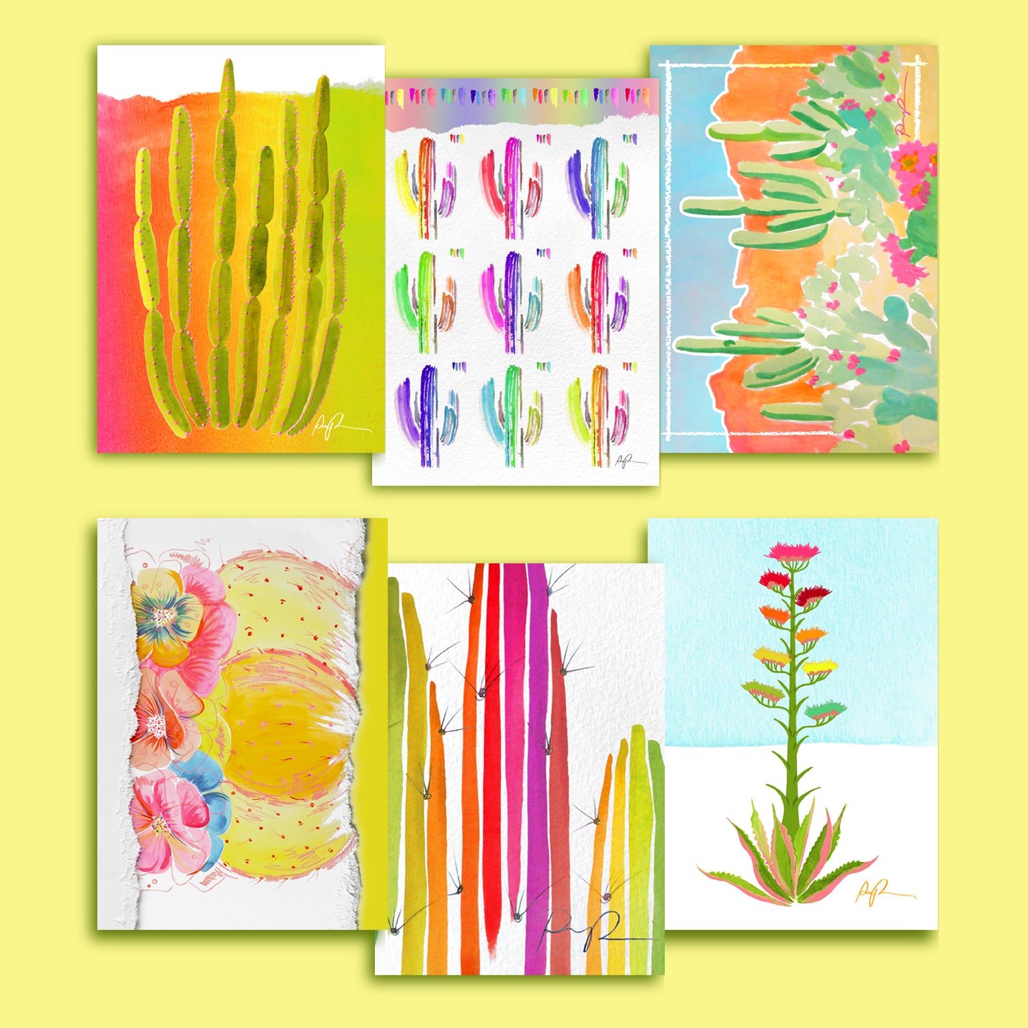 Set of 6 Postcards: Technicolor Botanical – Paige Poppe Art
