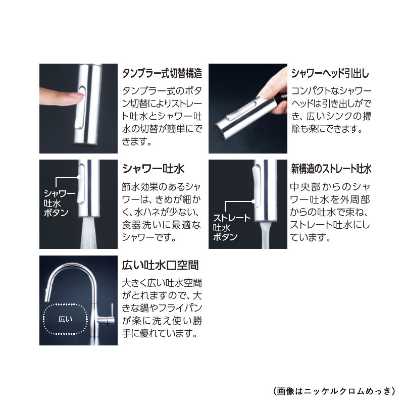 KM6061EC KVK シングルレバー式シャワー付キッチン混合栓 （一般地