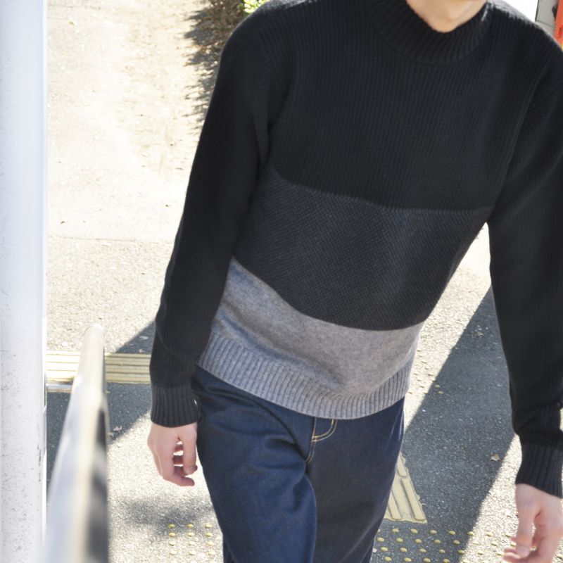 narifuri ナリフリ カラーパネルウォッシャブルミッドネックニット
