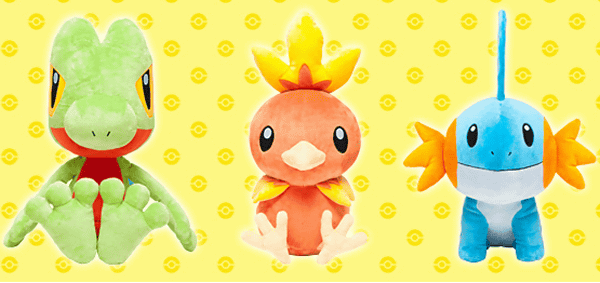 キモリ、アチャモ、ミズゴロウが等身大のぬいぐるみに。カイオーガ