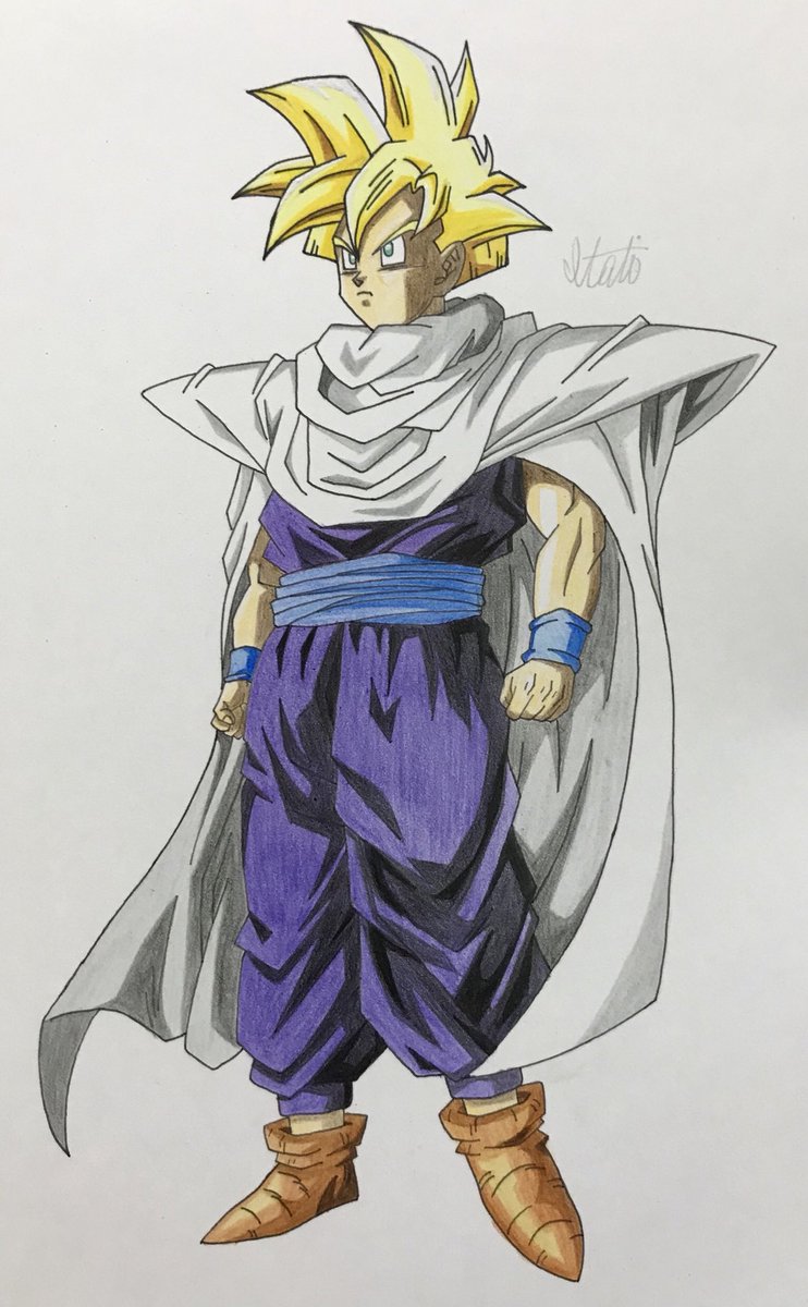 超サイヤ人孫悟飯 模写しました✨ ピッコロさんと同じ服着てるのが書き