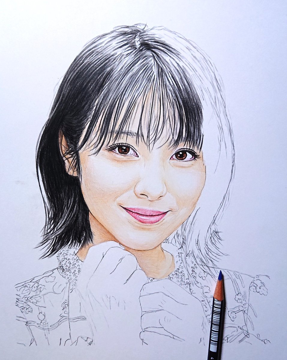 絵の途中…2 今はこんな絵を描いています。 浜辺美波さんの予定ですね