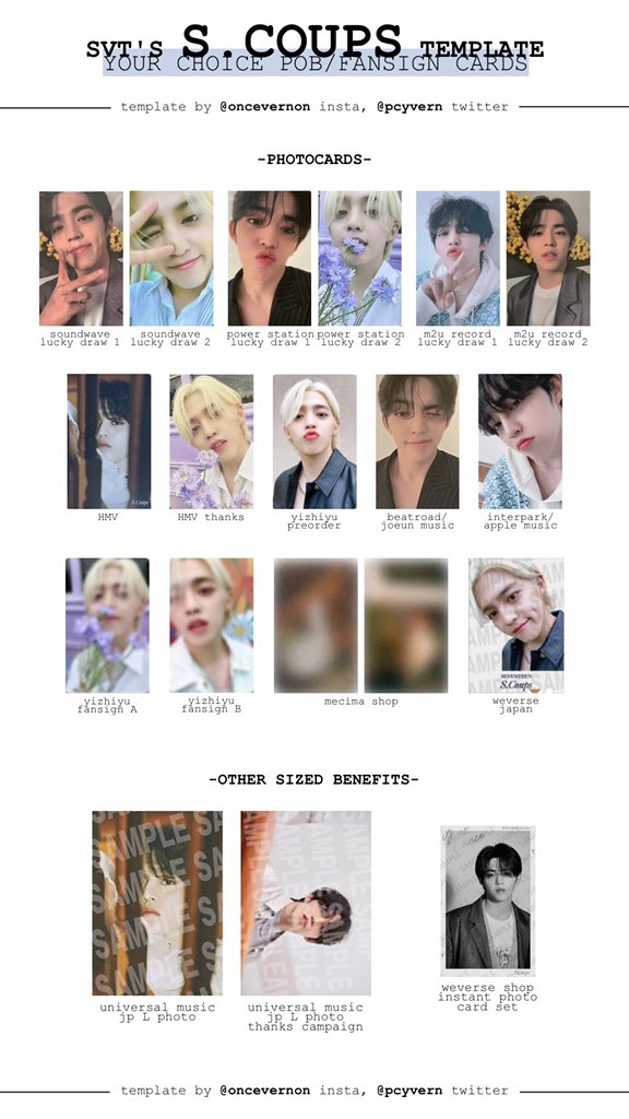 update to the seventeen your choice pob/fansign/lucky draw etc