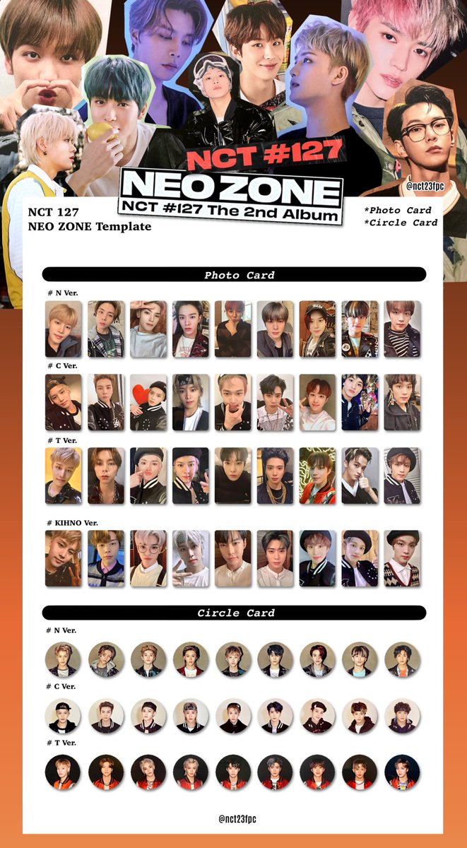 NCT127] NEOZONE KICK IT 英雄 영웅 PHOTO CARD TEMPLATE LIST