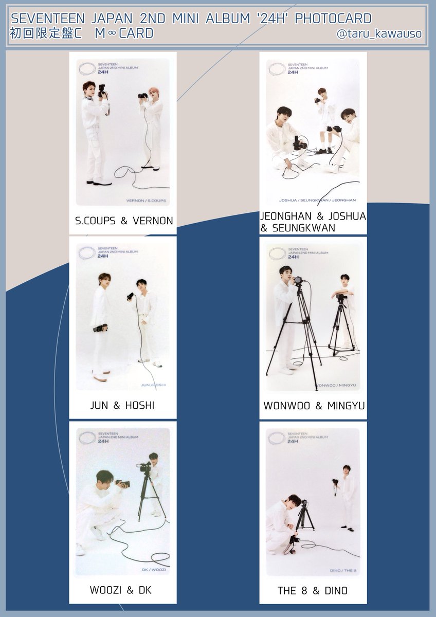 SEVENTEEN セブチ 24H フォトカード トレカ一覧 通常盤、CARAT盤、初回