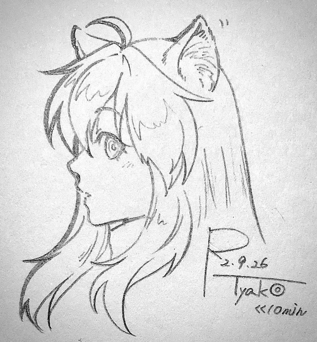 pixivSketch #猫耳 #オリジナルイラスト #アナログイラスト #横顔 #獣