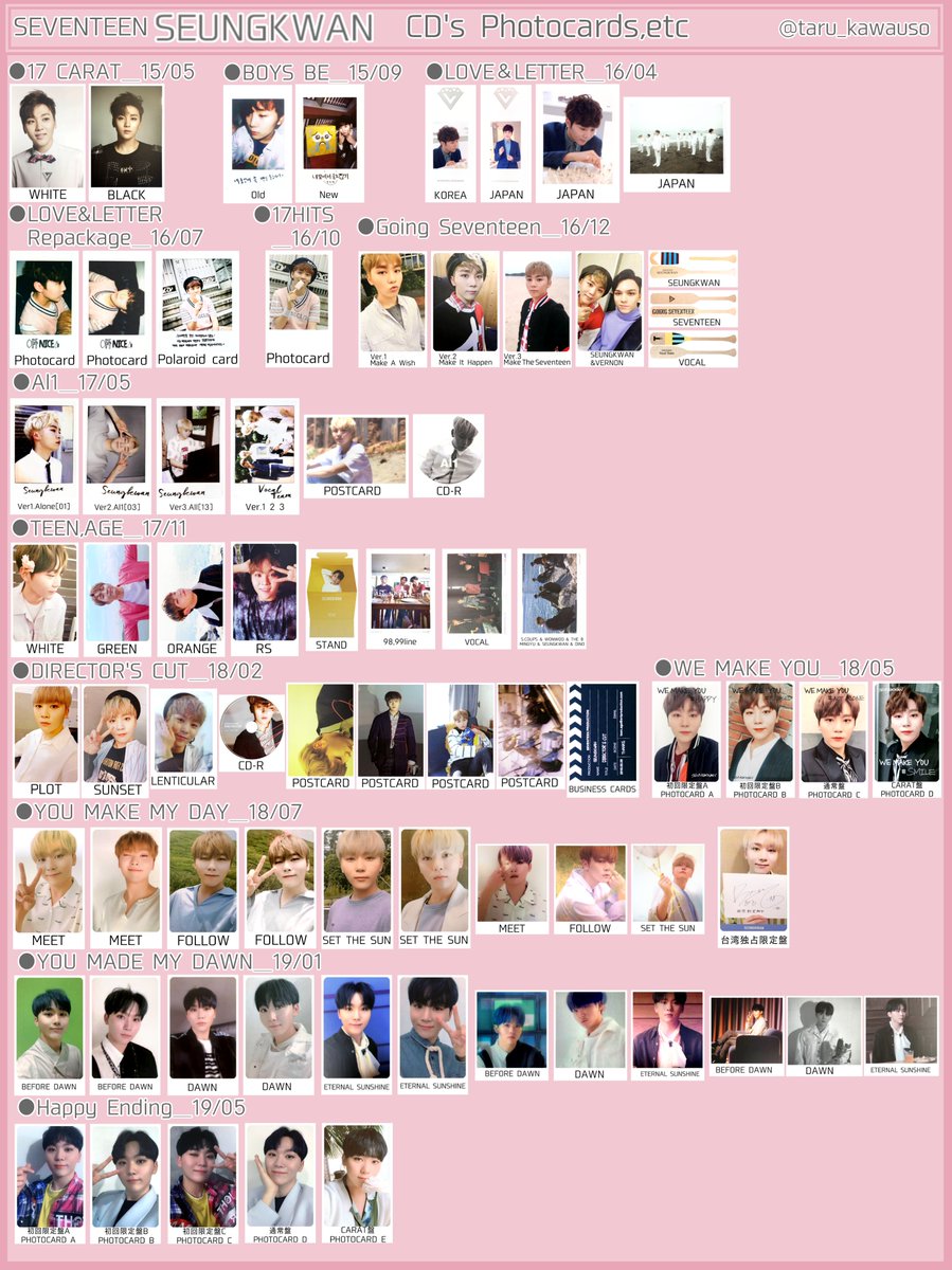 SEVENTEEN セブチ トレカ一覧 過去トレカ 歴代アルバムトレカ スングァン