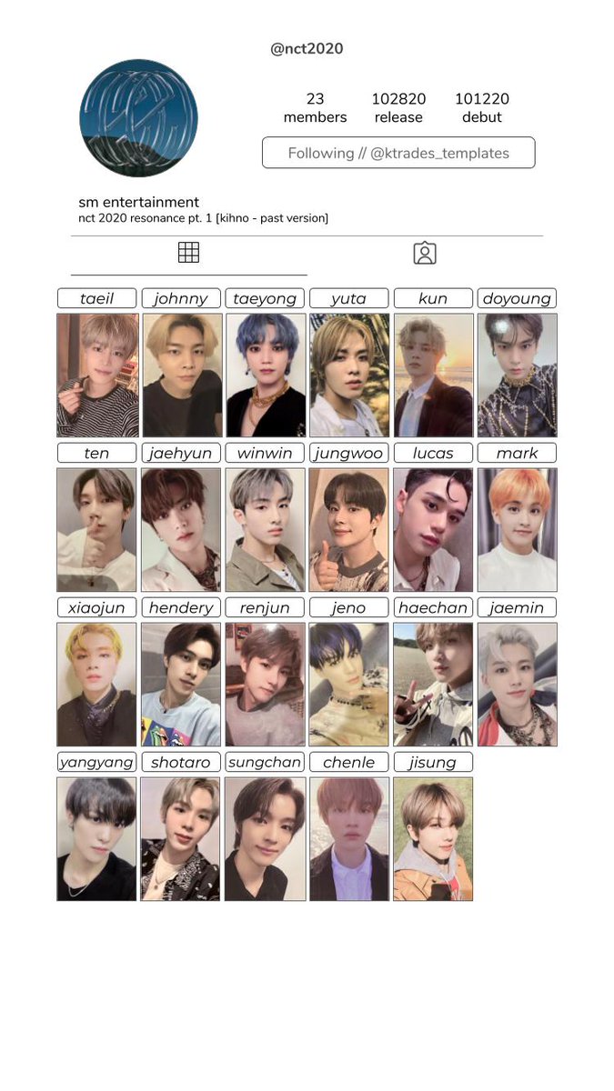 NCT 2020 resonance pt.1 photocard templates [kihno photocards all
