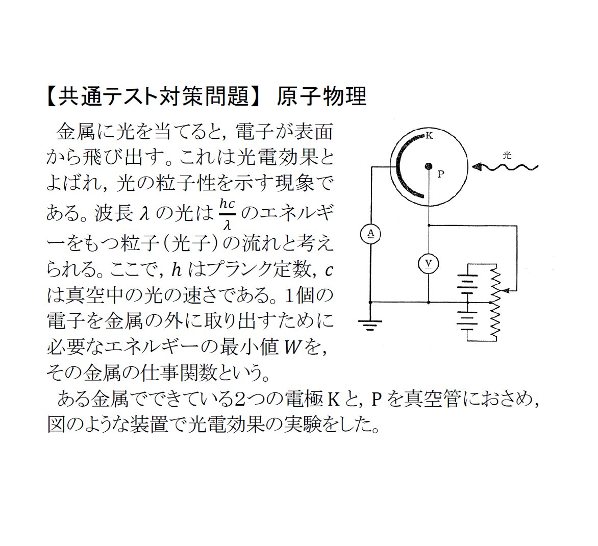 共通テスト対策】原子物理 （問題）① 添付ファイル(6枚)を解いて