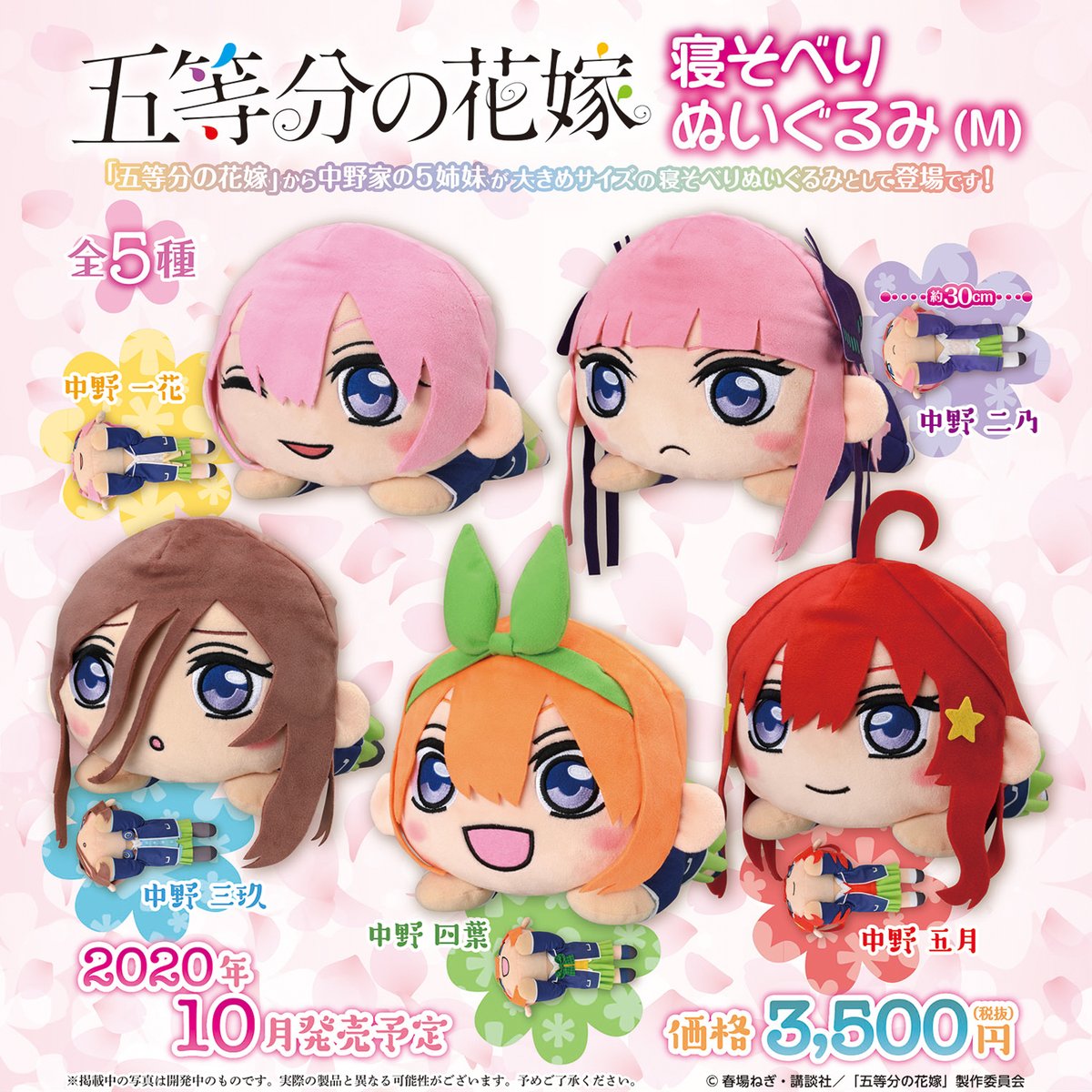 グッズ】 「五等分の花嫁」 がセガオリジナルの 寝そべりぬいぐるみの