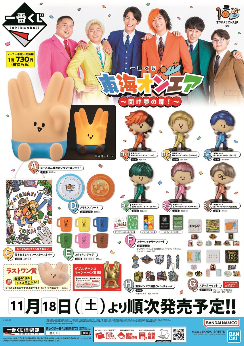 一番くじ 東海オンエア ～開け夢の扉！～ 23年11月18日(土)発売予定