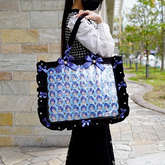 🎀A3フリルトートバッグ🎀 ＼❤︎Black Limited❤︎／ ♡57mm缶バッジ