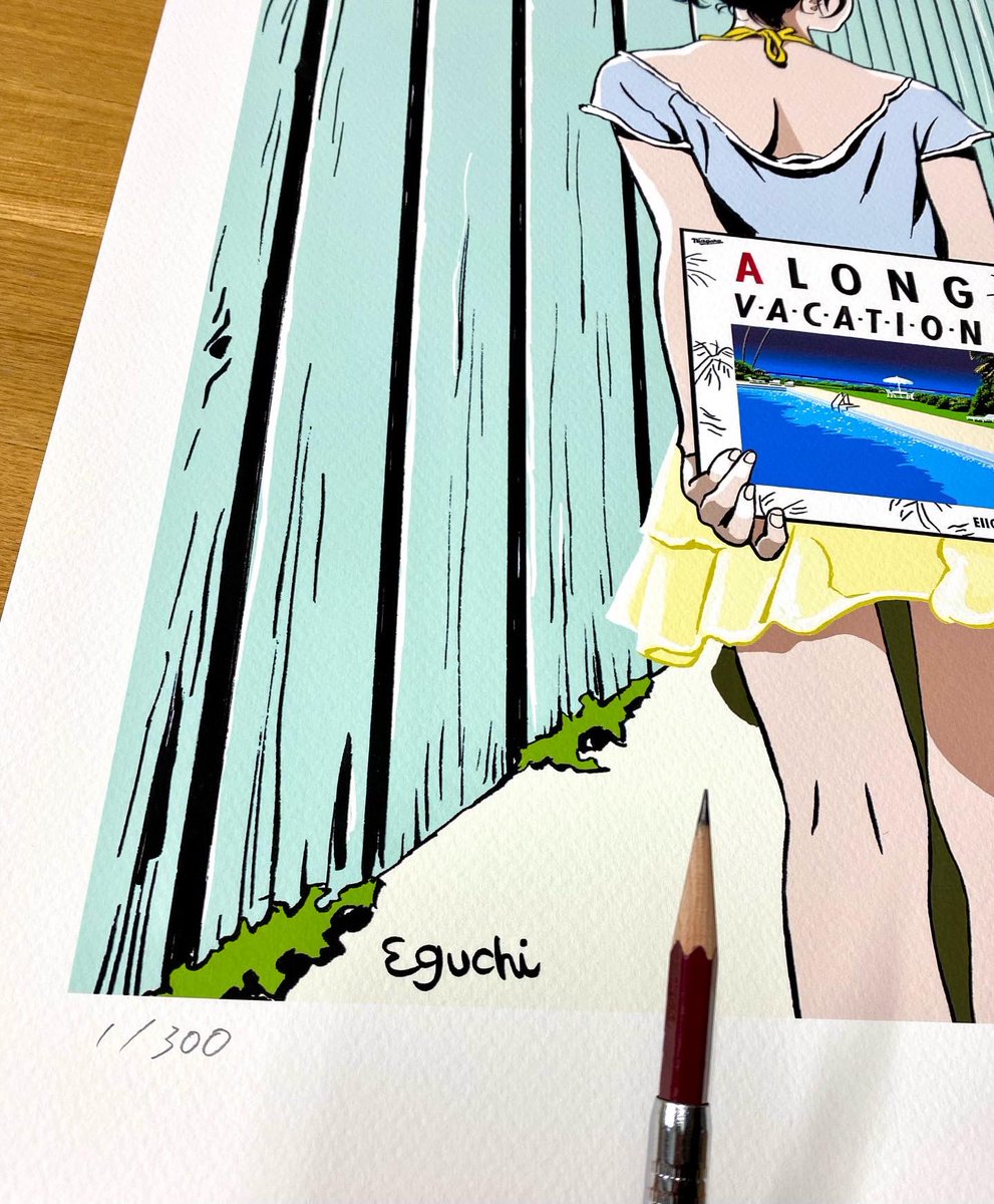 新しい版画にサインを入れました。 「A LONG VACATION 」40th