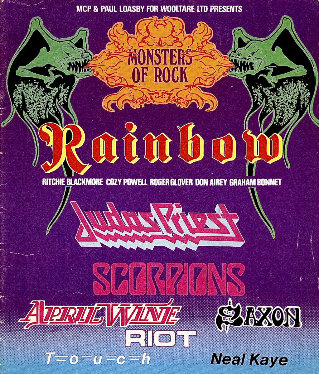 Monsters of Rock Program from 1980 featuring Ritchie Blackmore's