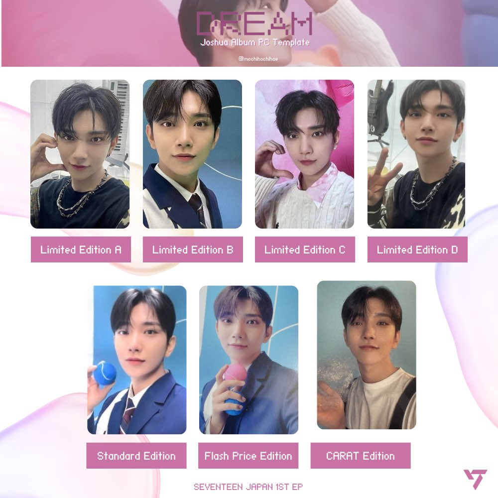 seventeen japan 1st ep dream — joshua photocard template 🫧 세븐틴