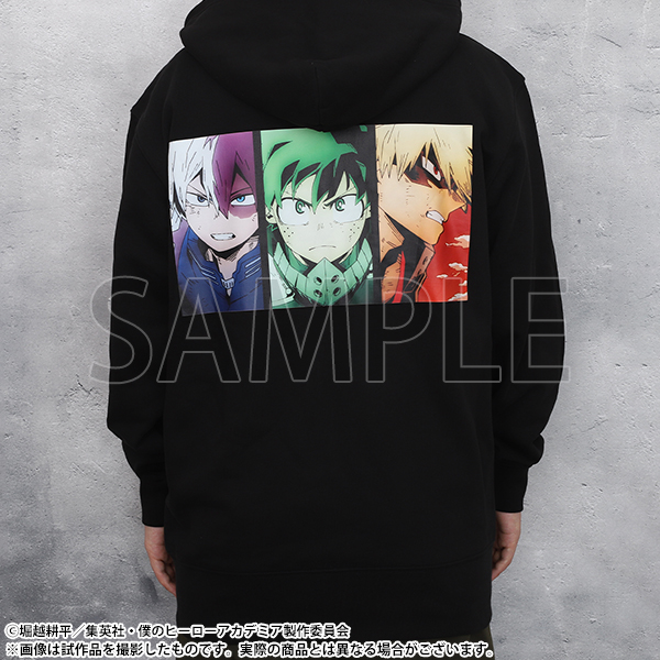 ◤#ヒロアカUA展 グッズ情報◢ □パーカー 緑谷・爆豪・轟3人の真剣な