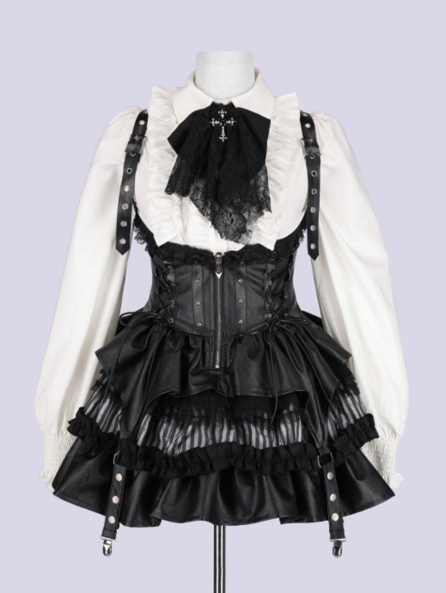 🖤IMVAL / Lace Frill Leather Dress🤍 レザーとフリル、透け感