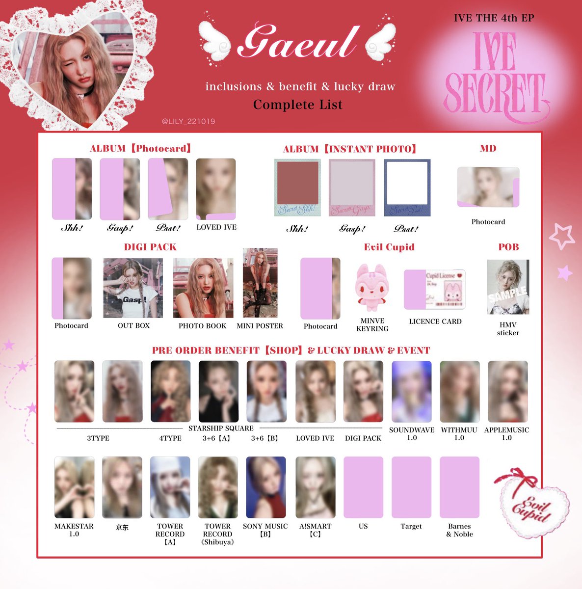 IVE SECRET】 封入&特典 トレカ 一覧 ❤️🪽Complete List ver.3 追加