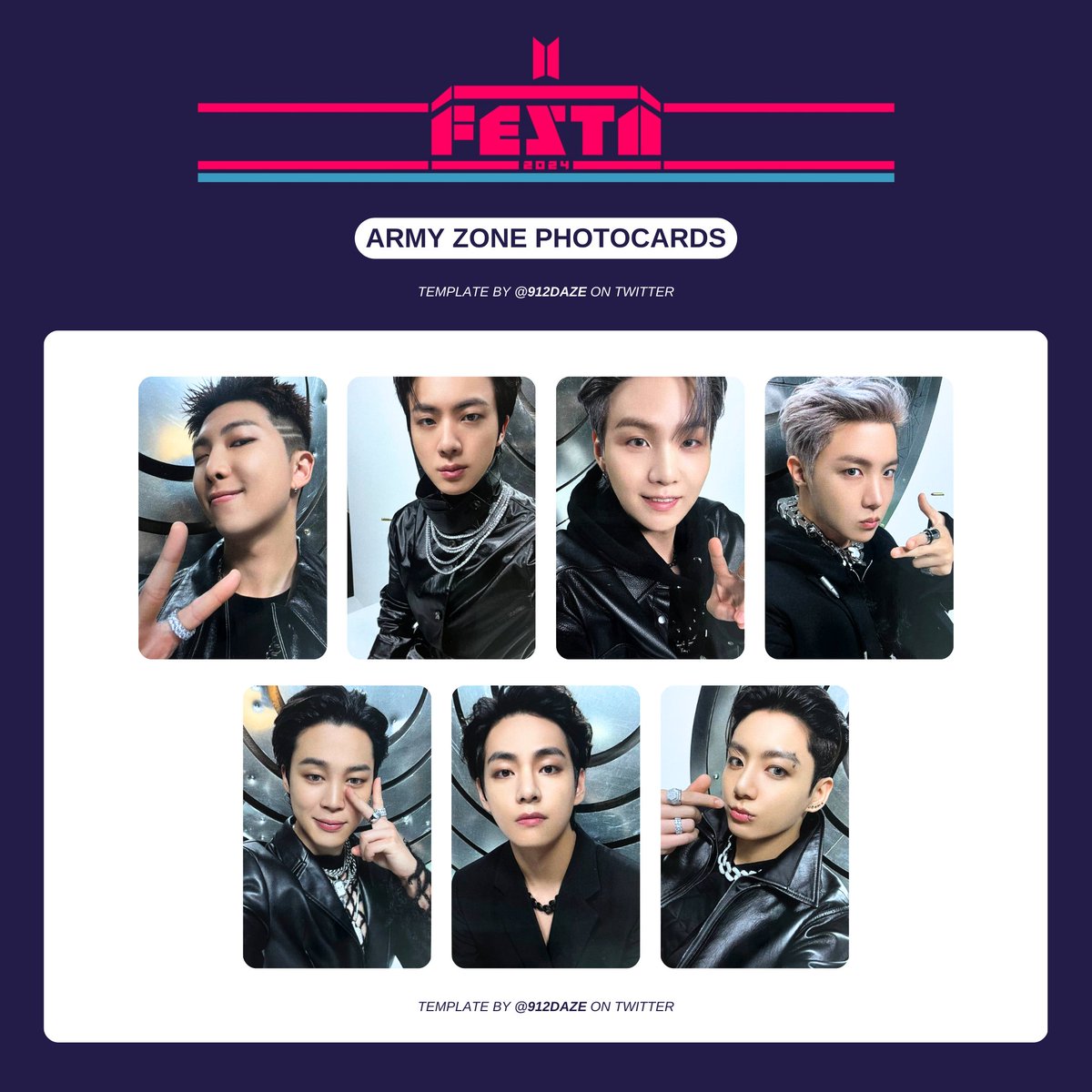 BTS FESTA 2024 TEMPLATE ✨ ARMY ZONE Gift Photocards ✨ 🤍 방탄