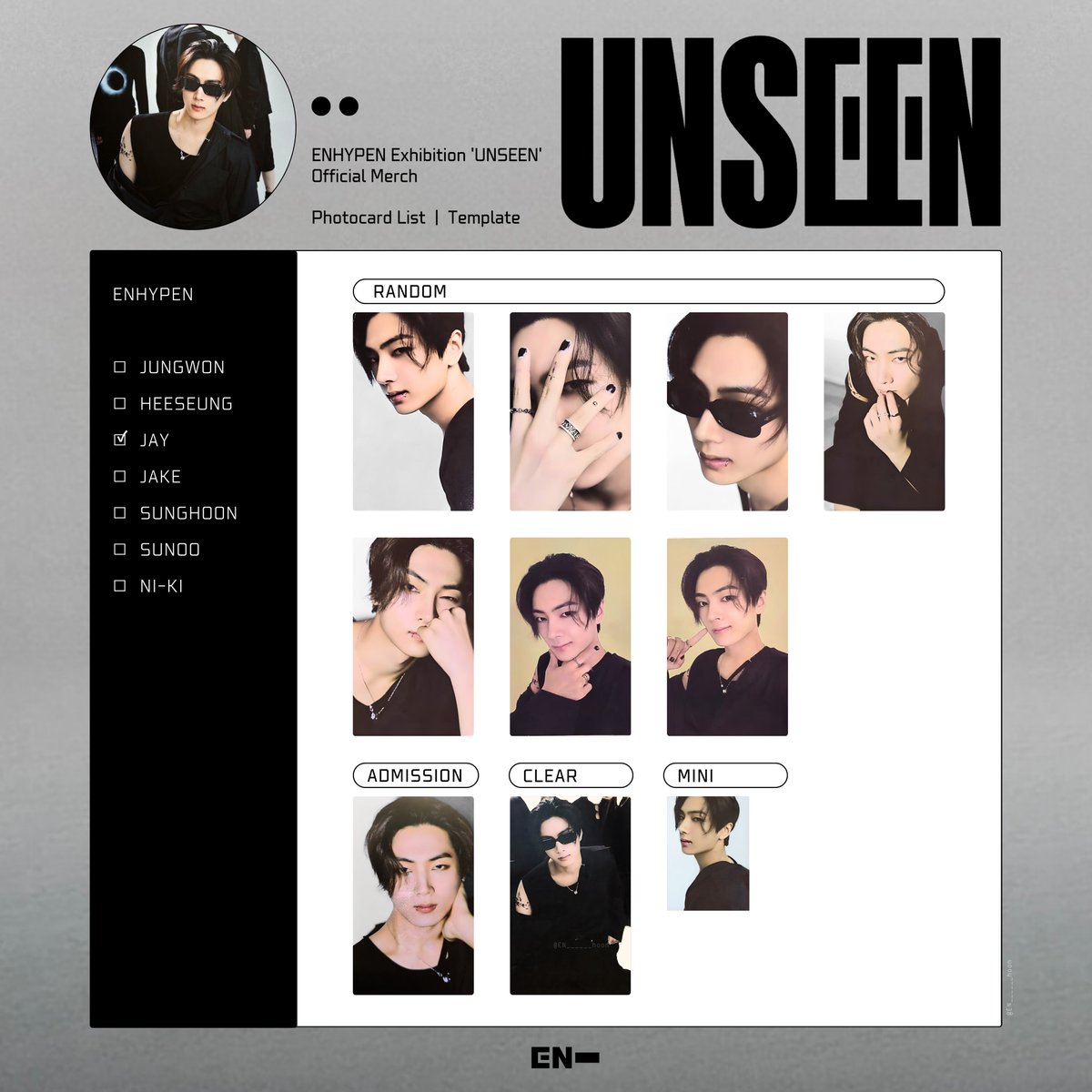 🍥⸝꙳ ⁡ ENHYPEN Exhibition 'UNSEEN' JAY ジェイ 제이 JAKE ジェイク