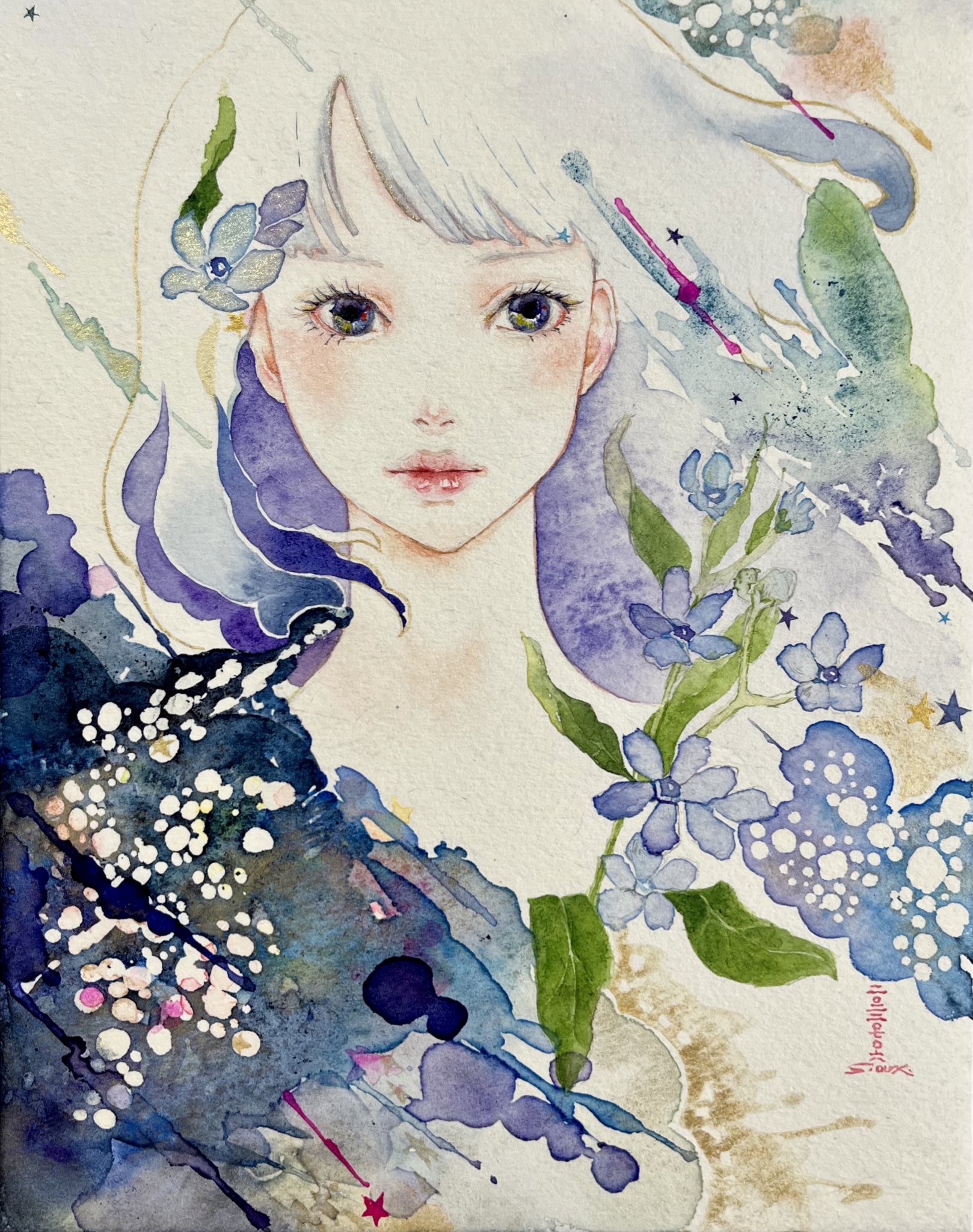 絵画 ドローイング 水彩画 肉筆原画 和装 美人画 肉筆原画