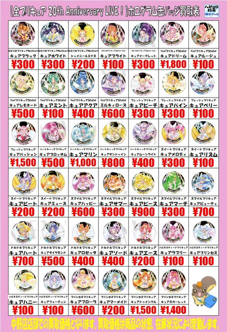 info＞ 🖤全プリキュア 20th Anniversary LIVE！ ホログラム缶バッジ