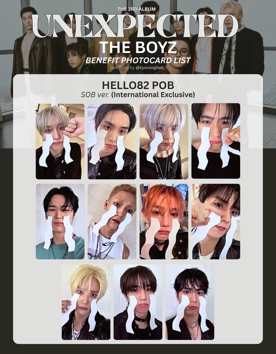 THE BOYZ The 3rd Album 'Unexpected' Photocard Template / List