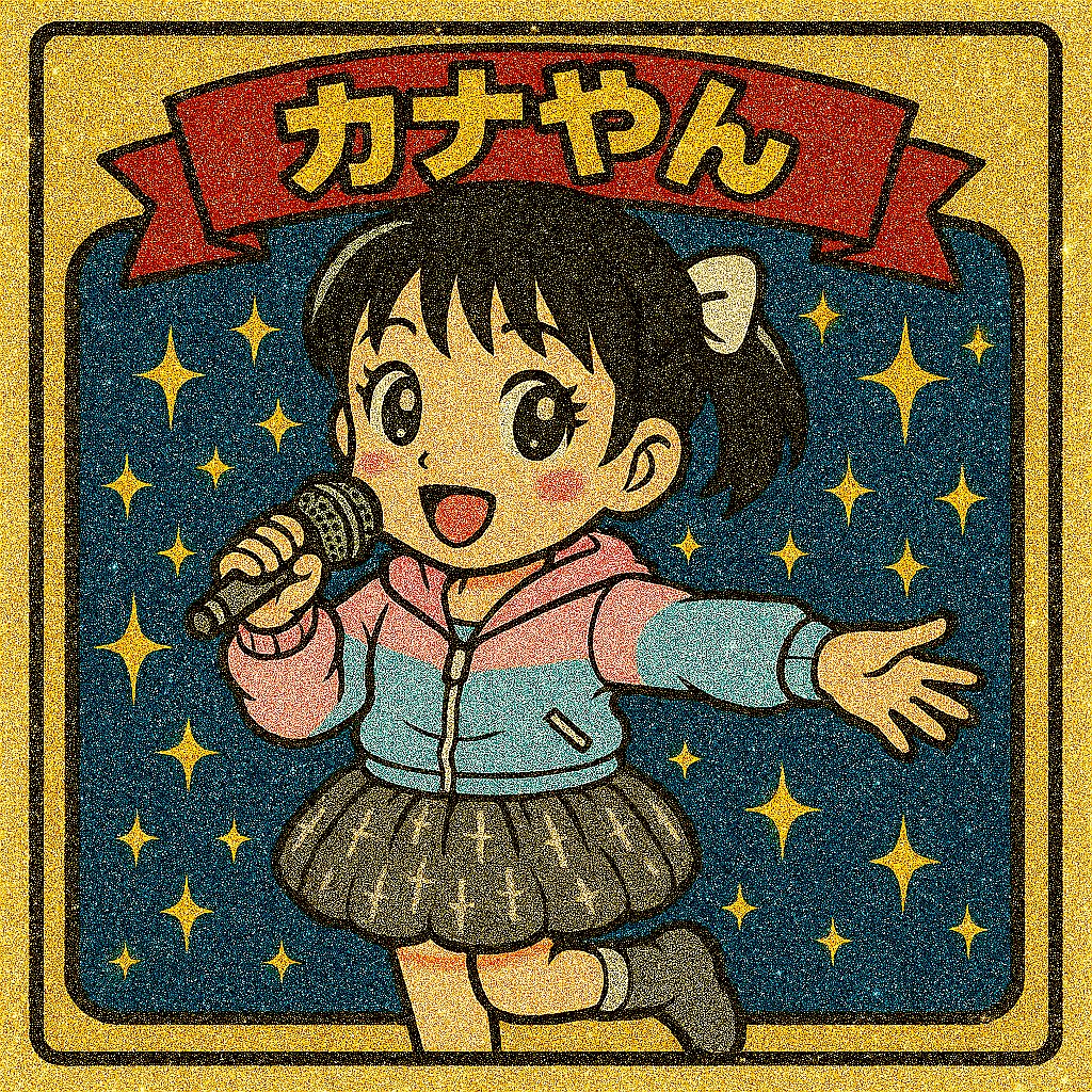 カナやんを今流行りのビックリマンチョコシール風にしてみた