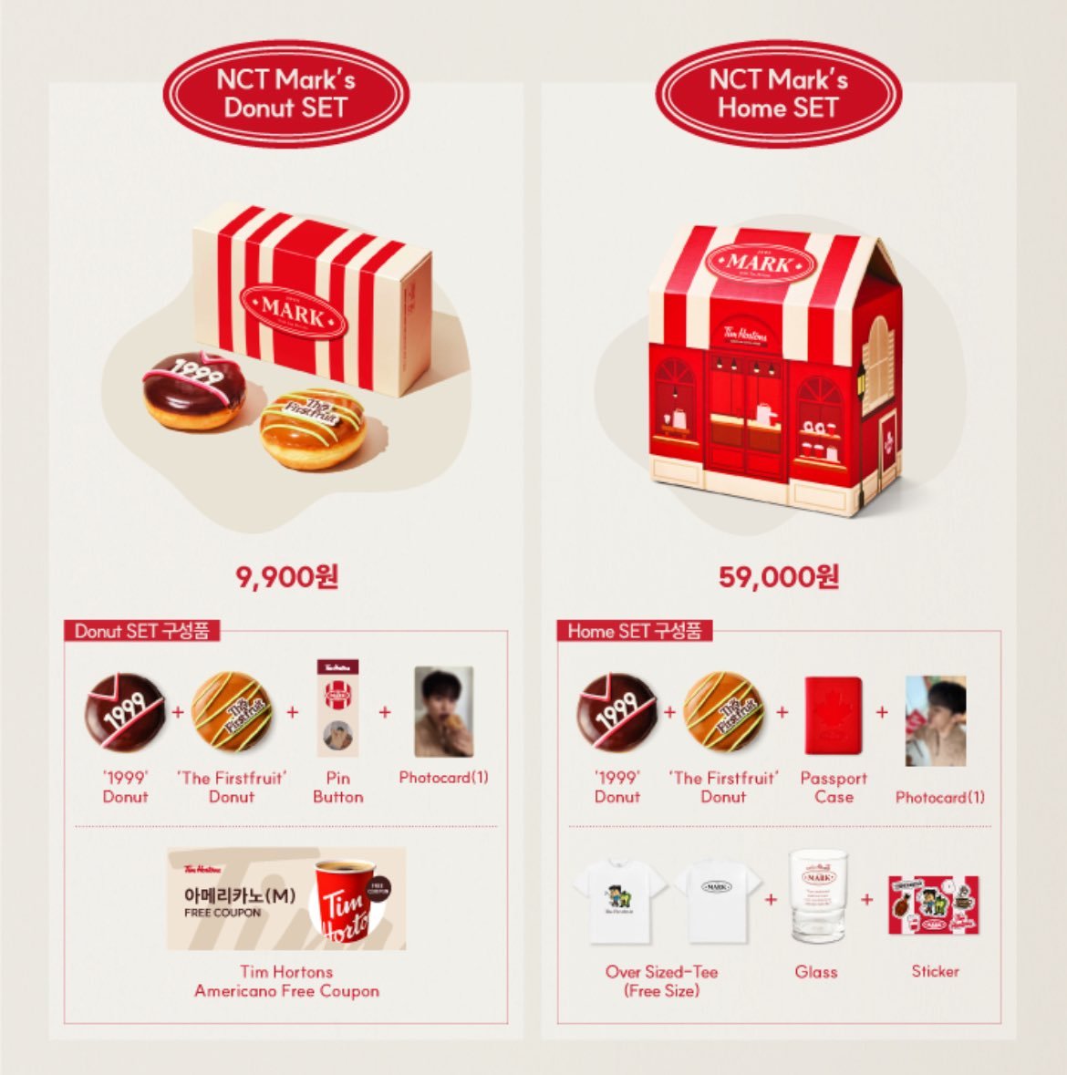 Tim Hortons X NCT #MARK Collaboration SET: Donut SET, Home SET
