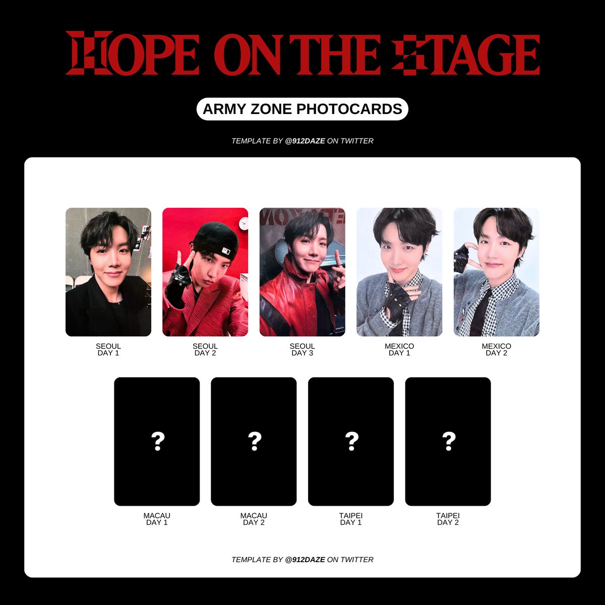 BTS J-HOPE HOBI HOTS HOS TOUR PC PHOTOCARD WISHLIST WL TEMPLATES