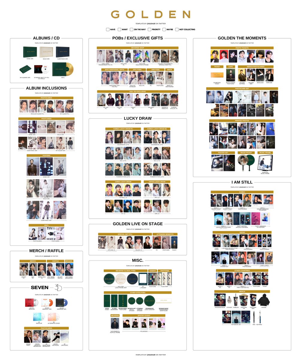 BTS JUNGKOOK PC PHOTOCARD WISHLIST TEMPLATES✨ ⭐️ JK - GOLDEN PC