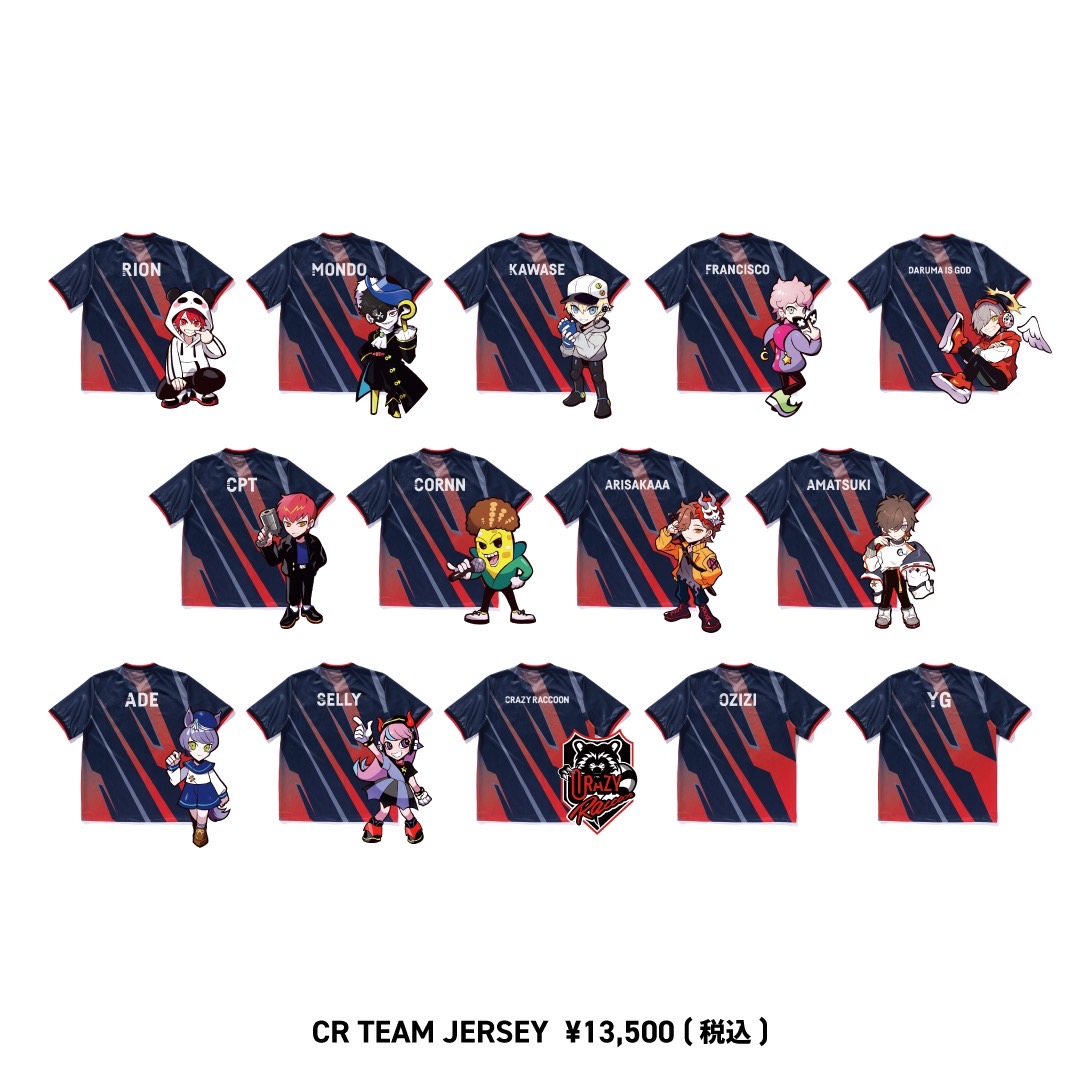 CRAZY RACCOON STORE】 CR TEAM JERSEY - Full Lineup 🔶一般販売