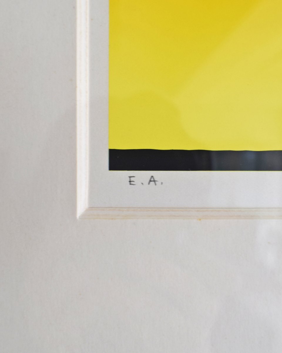 額装は黄色の厚みのあるフレームで、作品の色味と共通性を持たせつつ