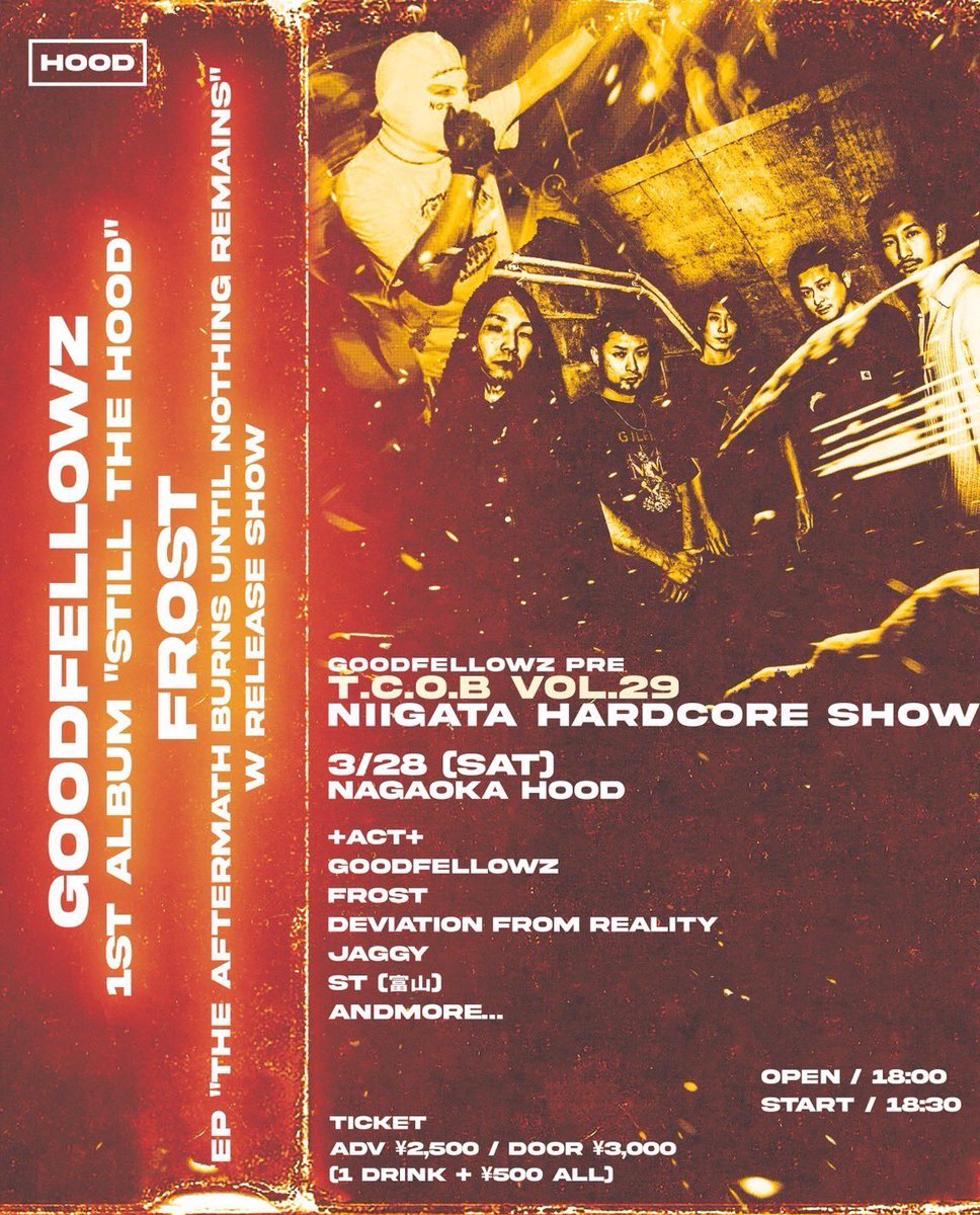 🔥NEW SHOW🔥 T.C.O.B vol.29 2026.3.28(sat) OP18:00 ST18:30 ADV