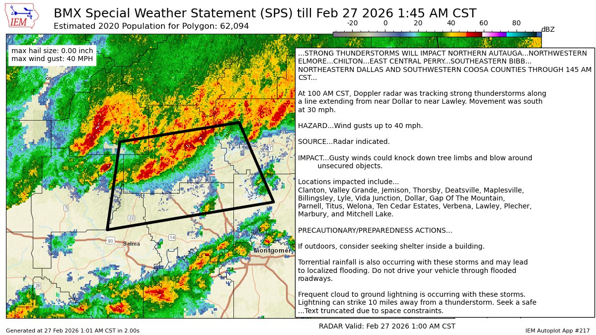 STRONG THUNDERSTORMS WILL IMPACT NORTHERN AUTAUGANORTHWESTERN