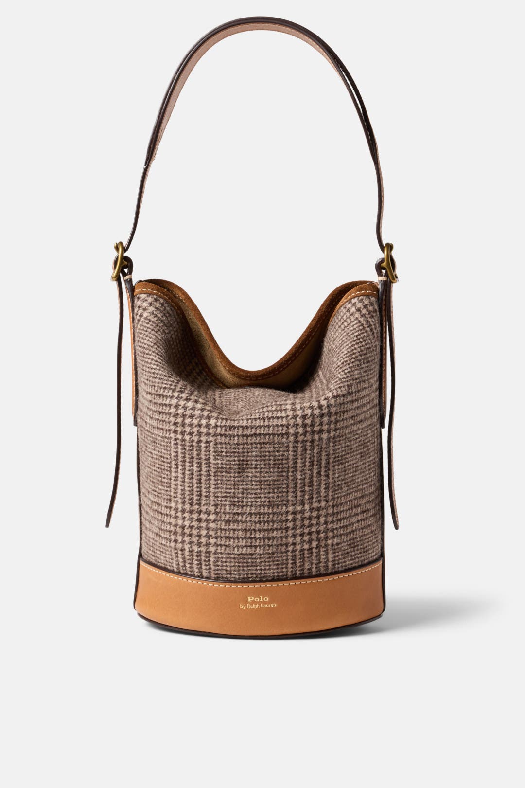 Wool Glen Plaid & Suede Bucket Bag by Polo Ralph Lauren
