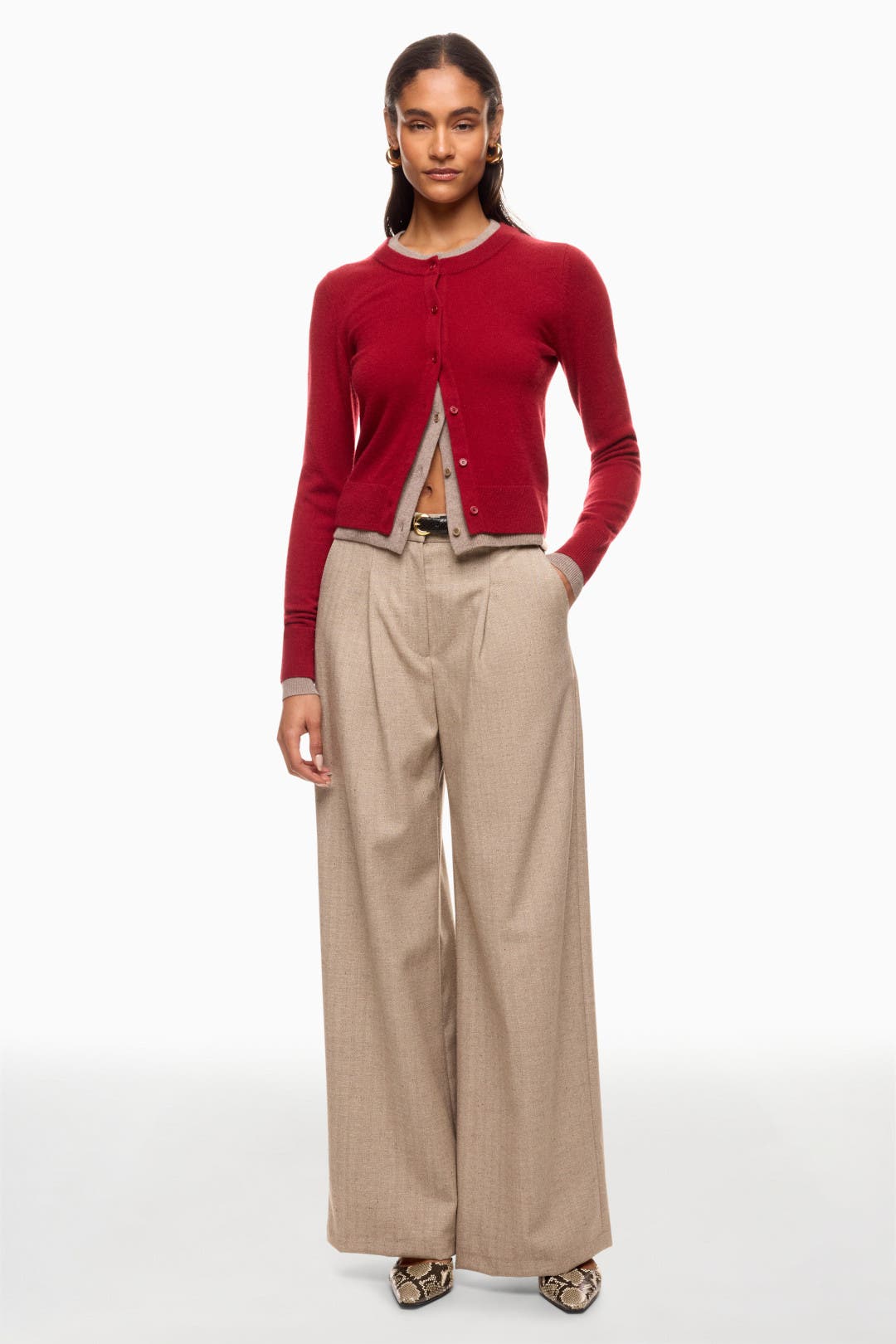 Red Cashmino Layered Cardigan by NAADAM | Rent the Runway