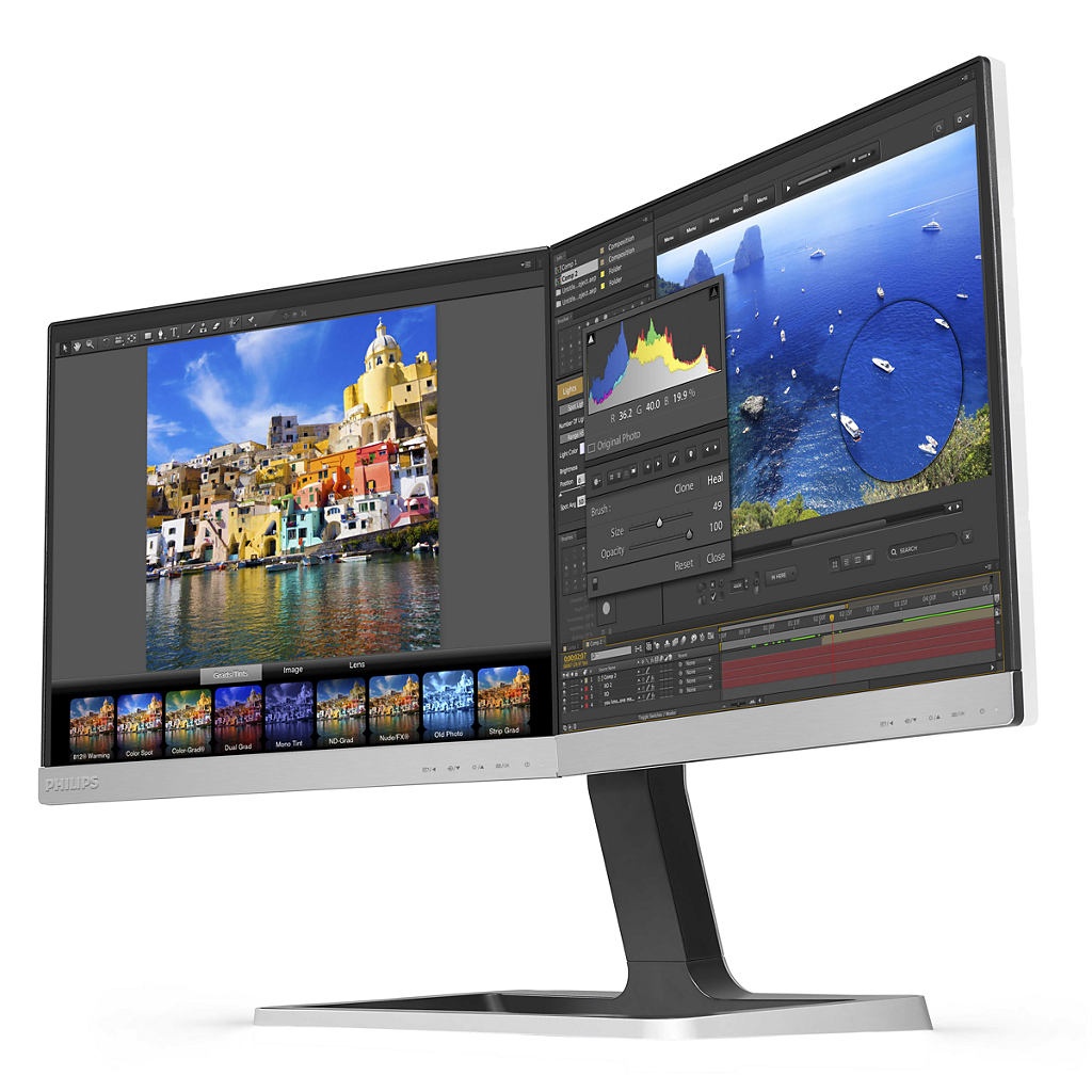 Philips、2枚のパネルが横に繋がった一体型デュアルディスプレイ