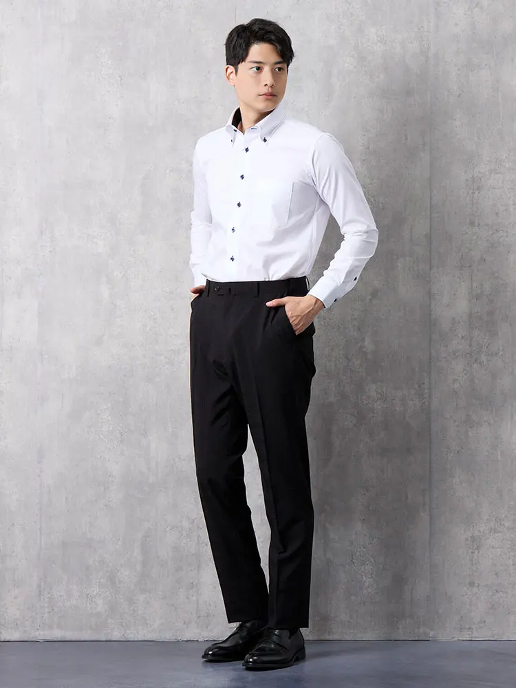 洗える/ストレッチ】シャドウチェック スラックス ブラック | P.S.FA