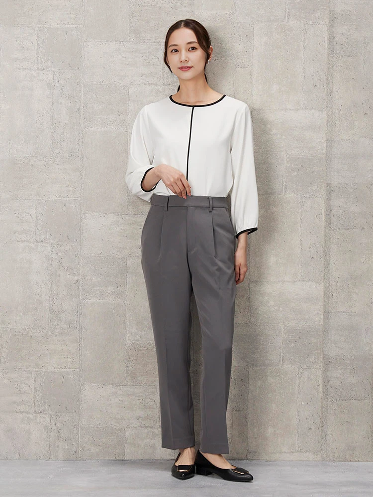 M．グレー ダブルクロス【ボーテ・シルエット】タックテーパード