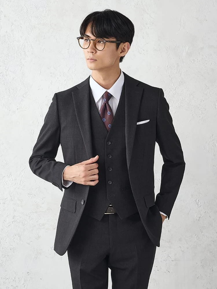 WOOLY WASH SUIT》WEB限定スーツ【洗える/ウールライク】ストライプ